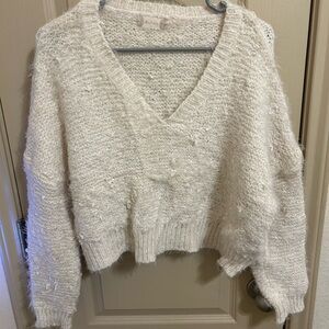 Altar’d State Cream Textured V-Neck Sweater